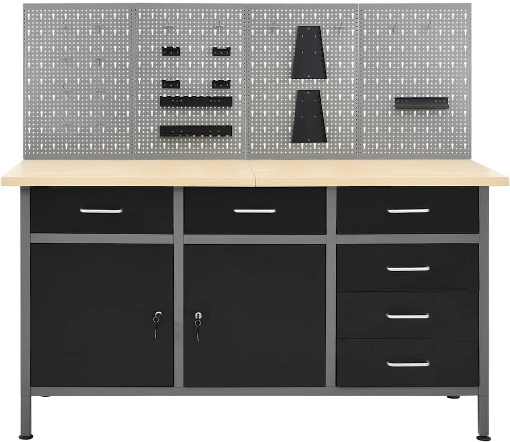 vidaXL Établi avec 4 panneaux muraux