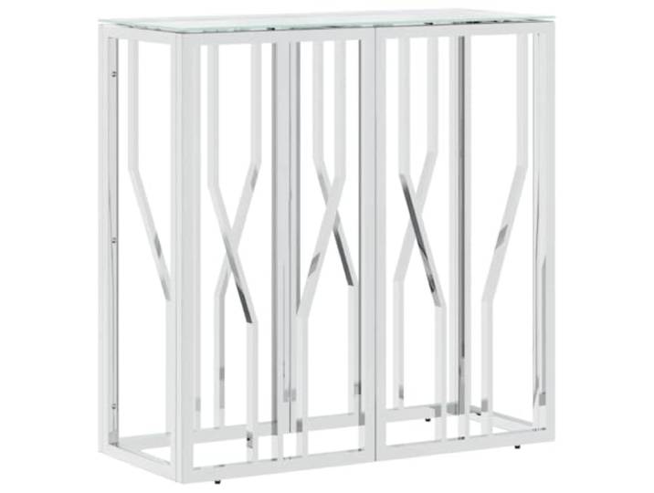 GHVBNMF Konsolentisch 70x30x70 cm Silber Edelstahl und Gehärtetes Glas Kompakter Beistelltisch aus Glas und Edelstahl für Flur, Wohnzimmer und Eingangsbereich. Inklusive Kippschutz.