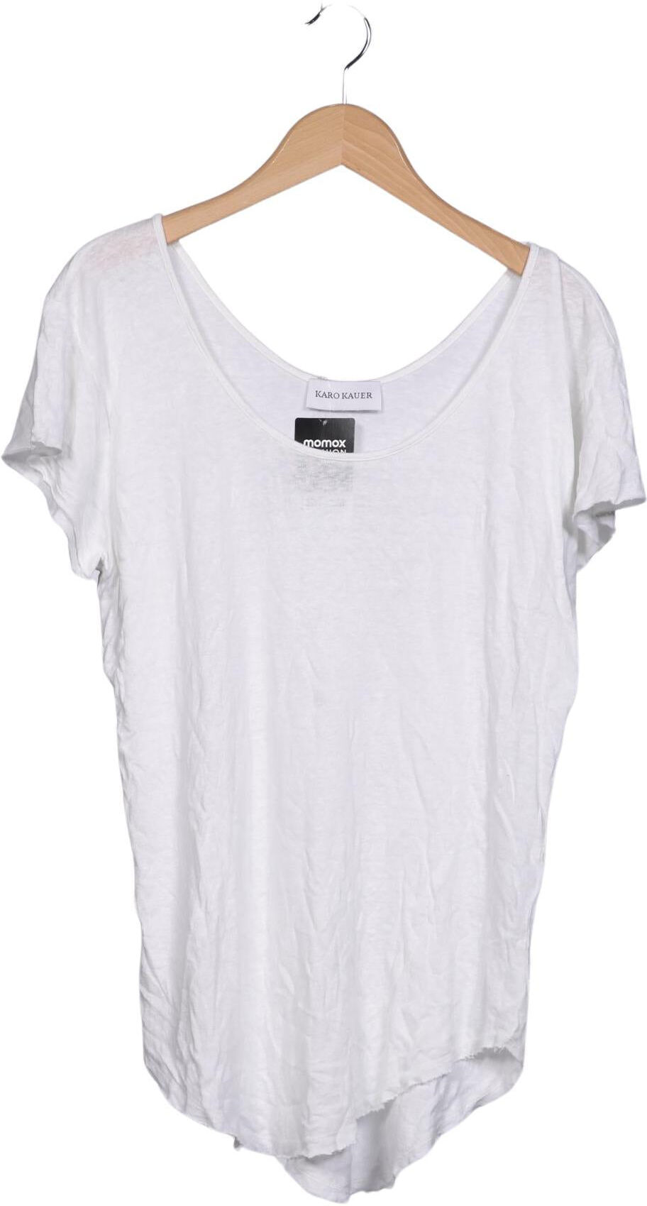 Karo Kauer Damen T-Shirt, Weiß, Gr. S, Viskose / Leinen - Second Hand