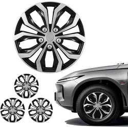VEVOR 4x Universale Radkappen 15 Zoll, Radzierblenden Set aus ABS Kunststoff, Verstellbare Radblenden mit 10 Speichen & Snap-On-Montage Design, R15 Radabdeckungen für Deko & Daubschutz, Silber/Schwarz