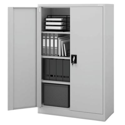 Jan Nowak Aktenschrank abschließbar KEVIN 4 Ebenen, Flügeltüren | Metallschrank Werkstatt Büroschrank aus Stahl Werkzeugschrank, 140x90x40cm Grau