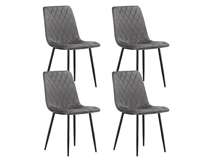 Home Collective Esszimmerstuhl Wohnzimmerstuhl Stuhl mit Velours-Sitz mit schwarzen Metallbeinen, ergonomisch, ideal für Wohnzimmer, Büro oder Esszimmer, maximale Belastung: 120 kg, grau 4er Set