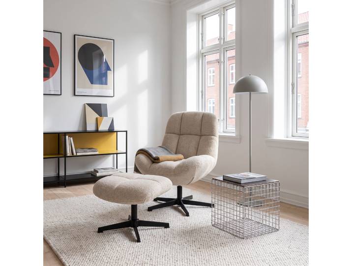 Manueller Relaxsessel Swing mit Fußhocker - Stoffbezug Beige