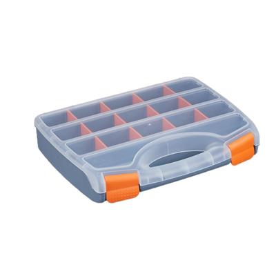Relaxdays Sortierbox 3er Set, Griff, verschließbarer Werkzeugkasten, Kleinteilebox konfigurierbar, HBT: 6x32x24 cm, grau