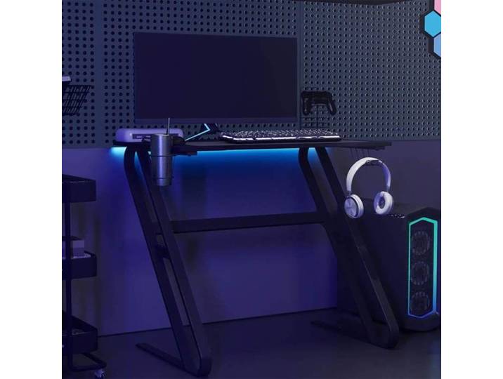 Bureau Noir CLOUD Table de jeu Pour 1 personne avec pieds en forme de ZZ Noir 90x60x75 cm BBB129