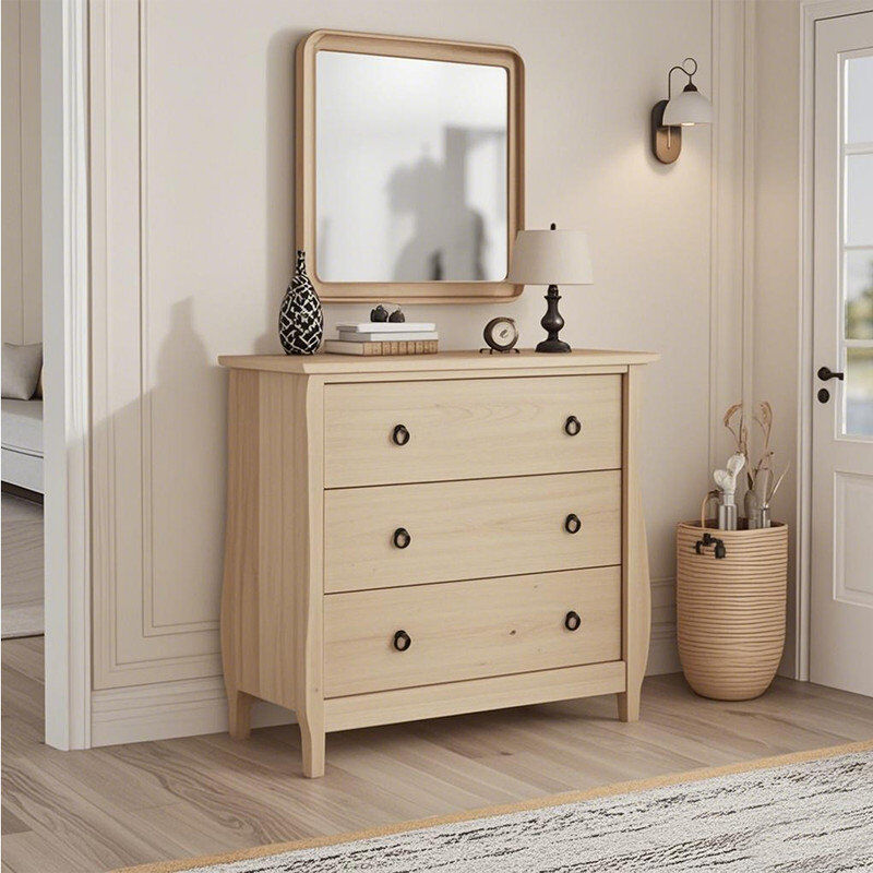 Blue Elephant 3 Drawer 75.9cm W Chest Beige 74.4cm H X 75.9cm W X 17.8cm D