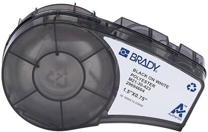 Brady M21-30-423 fita de poliéster preto sobre branco 38,10 mm x 19,05 mm