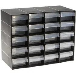 RS PRO, Werkstattschrank, 20 Drawer Plastic Unit-Black (27 cm, 21 cm)