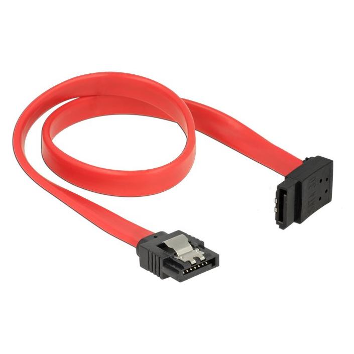 Delock Kabel SATA 6 Gb/s Stecker gerade > SATA Stecker oben gewinkelt 30 cm rot Metall (30 cm, SATA) (83973)