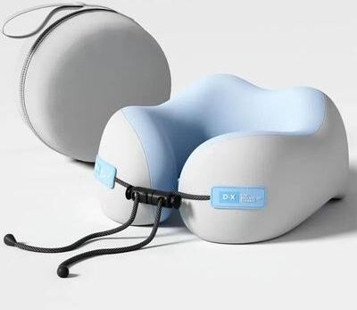 Uplifted Goods Ergonomic Cloud Support Memory Foam Travel Pillow blue