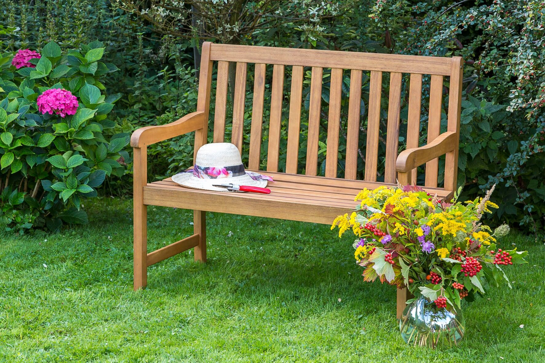 Gartenbank MERXX "Mindanao", beige (natur), B:107cm H:89cm T:54cm, Holz, Sitzbänke, Gartenbank natur B/H/T: 107cm x 89cm x 54cm