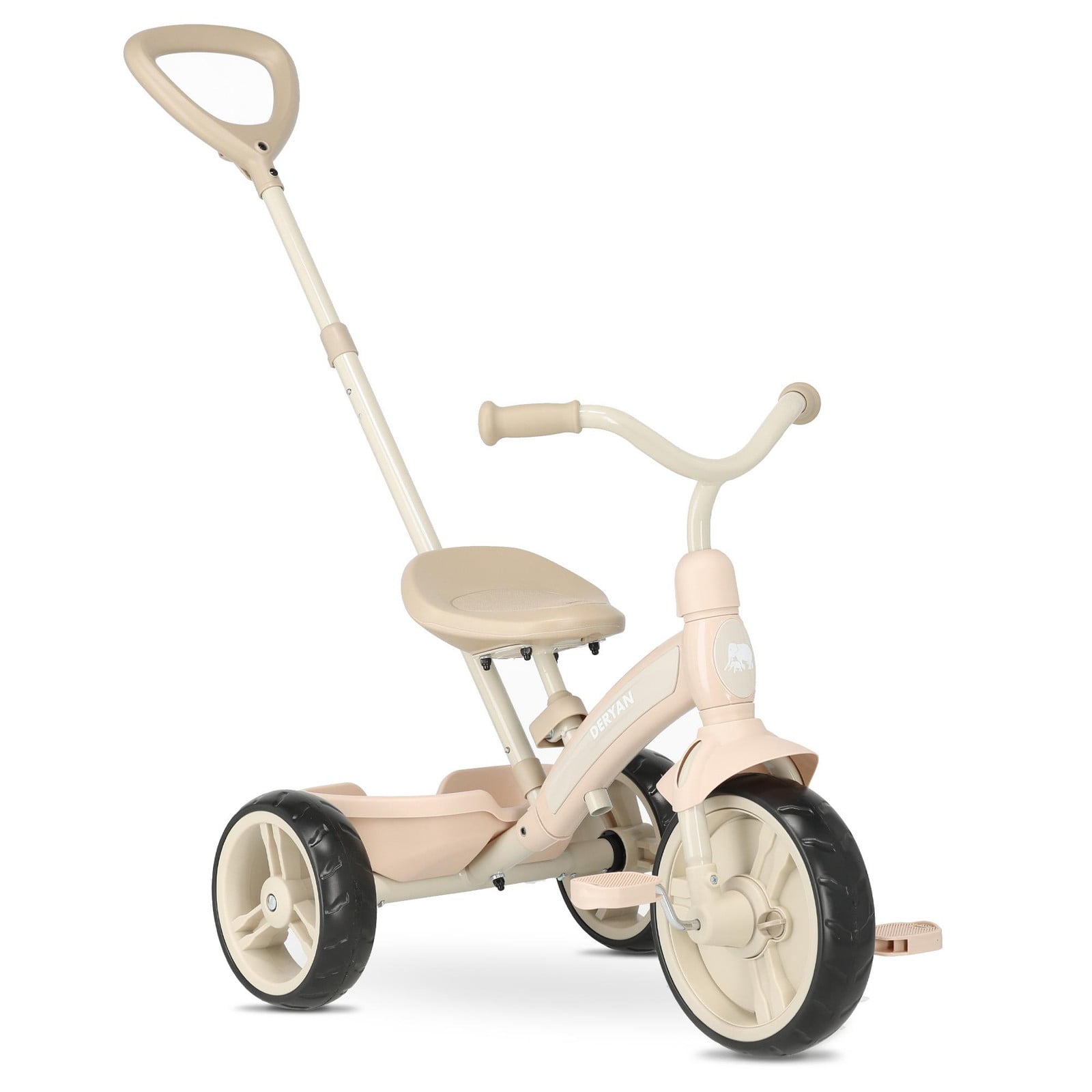 Deryan Driewieler met Duwstang - 4-in-1 Peuterfiets - Beige