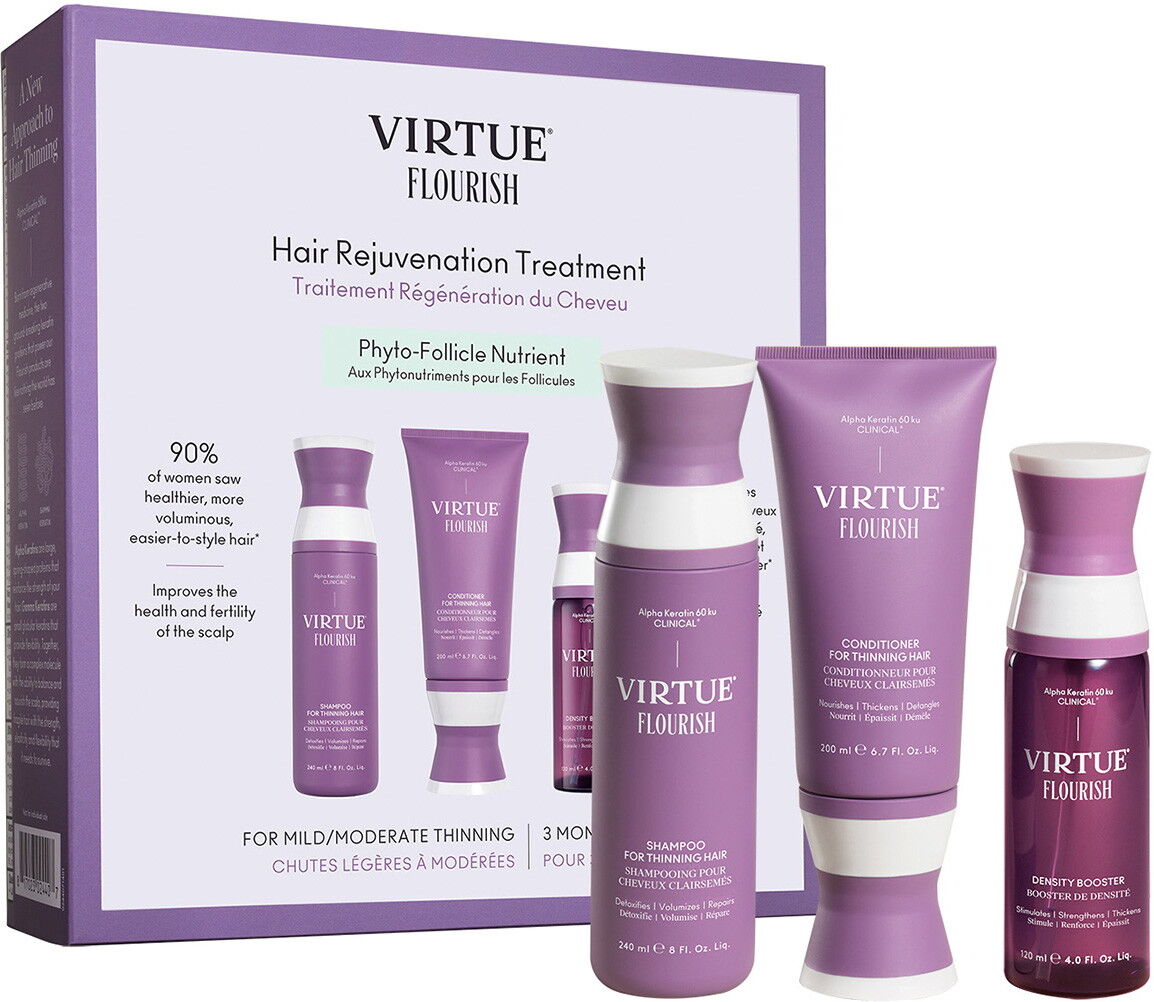 540ml Virtue Flourish Hair Rejuvenation Treatment (Shampoo 240ml + Conditioner 200ml + Booster 100ml)