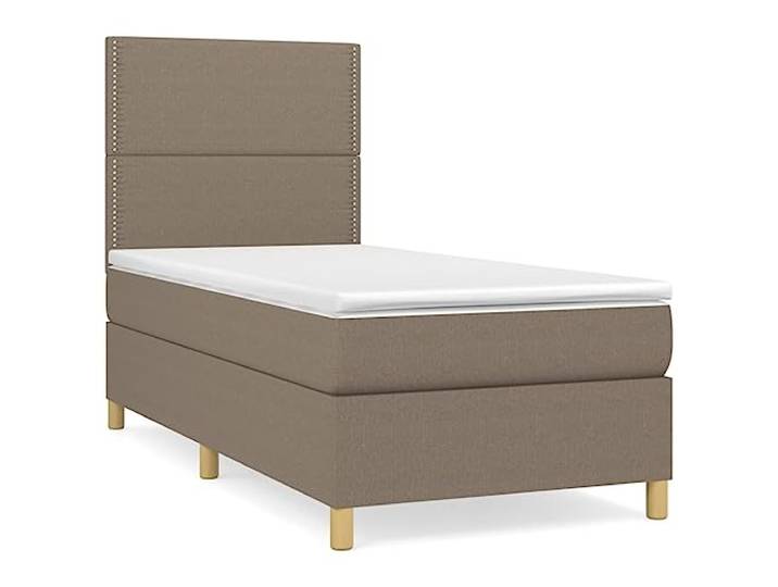 PUGYNBK Boxspringbett, 90 x 200 cm, Taupe Verstellbares Kopfteil, Taschenfedern, mittlere Festigkeit, atmungsaktive Polsterung