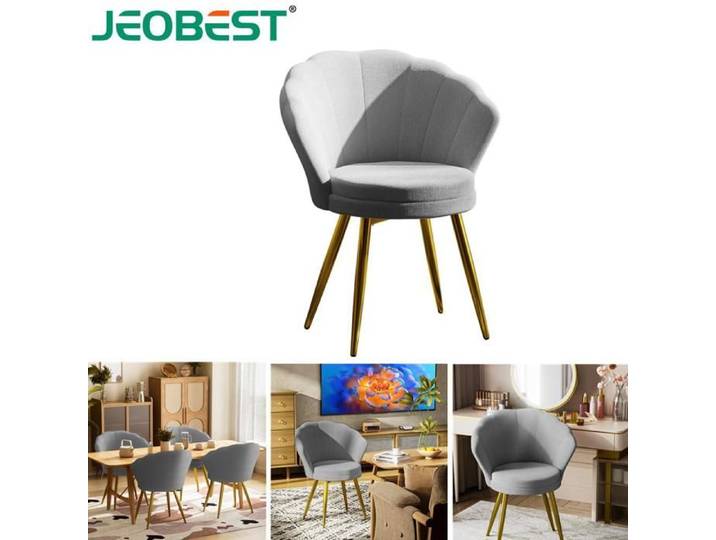 JEOBEST Fauteuil en Forme de Fleur avec Accoudoir et Pieds Métalliques Fauteuil de Loisirs pour Salon/Coiffeuse Chaise en Velours