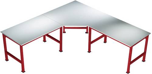 Manuflex AU0037.3003 Fünfeck-Verkettungselement UNIVERSAL mit Kunststoff-Platte, für Tischtiefe = 600mm Rubin-Rot