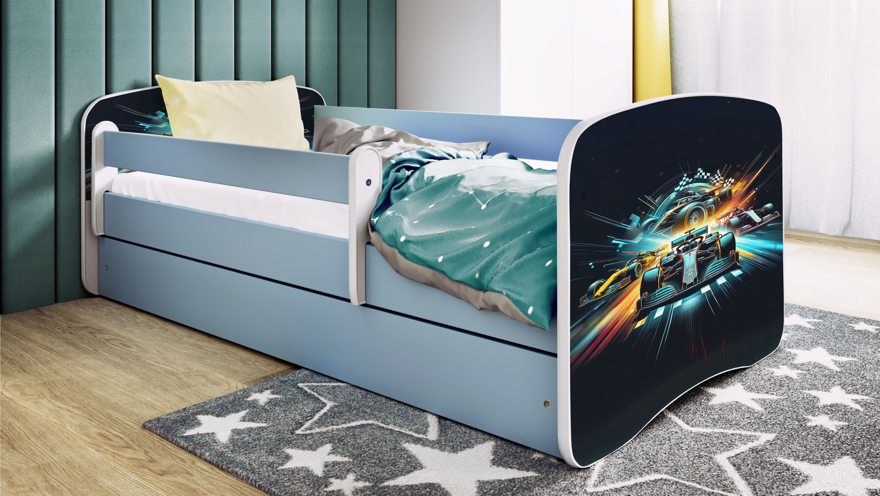 Kinderbett Jugendbett Ethnie 70x140, 80x160, 80x180 cm - Komplettset mit Schublade & Rausfallschutz
