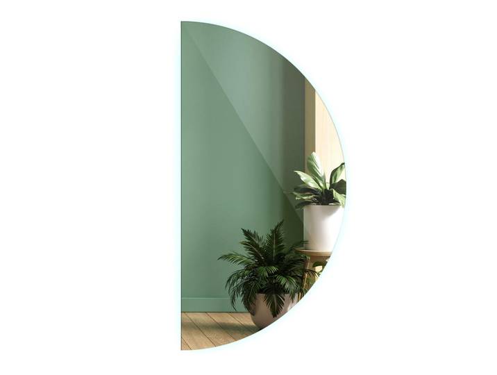 Tulup LED Spiegel 45 cm x 90 cm Halbrunder Kaltweiß 6500K, Blaugrau, Glas, Organisch, 45x90x2.4 cm, Spiegel, Wandspiegel