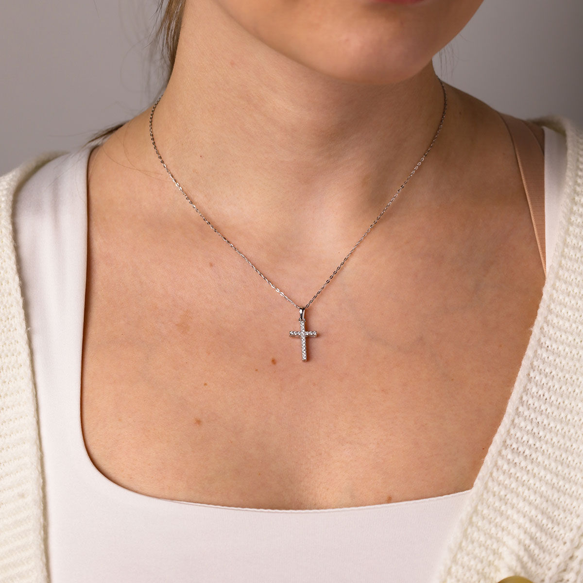 Lykken Crosses silver diamantkors