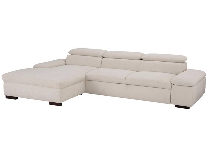 Ecksofa, Luxus-Microfaser, Beige, 286×174 cm, Mit Kopfteilverstellung & Bettfunktion, Klassisch, Home-affaire