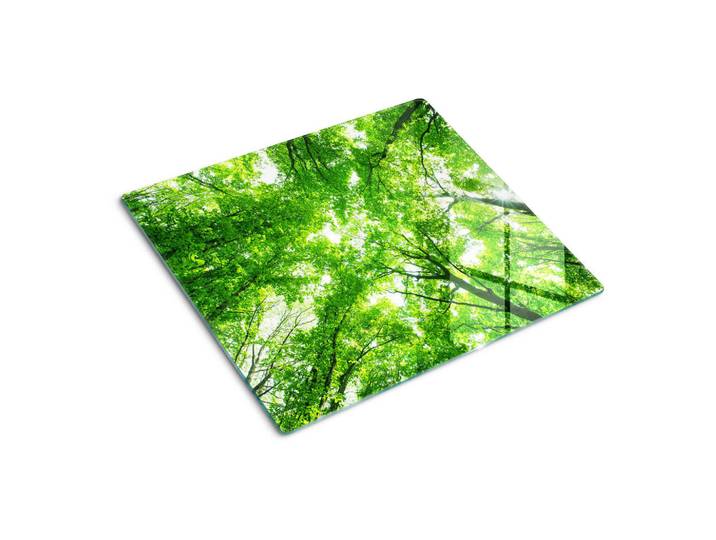 Tulup Glasplatte 60x52 cm Grüner Wald, Glas, 60x0.4x52 cm, Küchen, Küchenelektrogeräte, Herde, Herdabdeckplatten