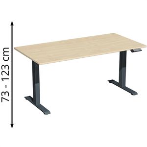Geramöbel Schreibtisch Elevate Basic, ahorn / anthrazit, elektrisch höhenverstellbar, 160 x 73-123 x 80 cm