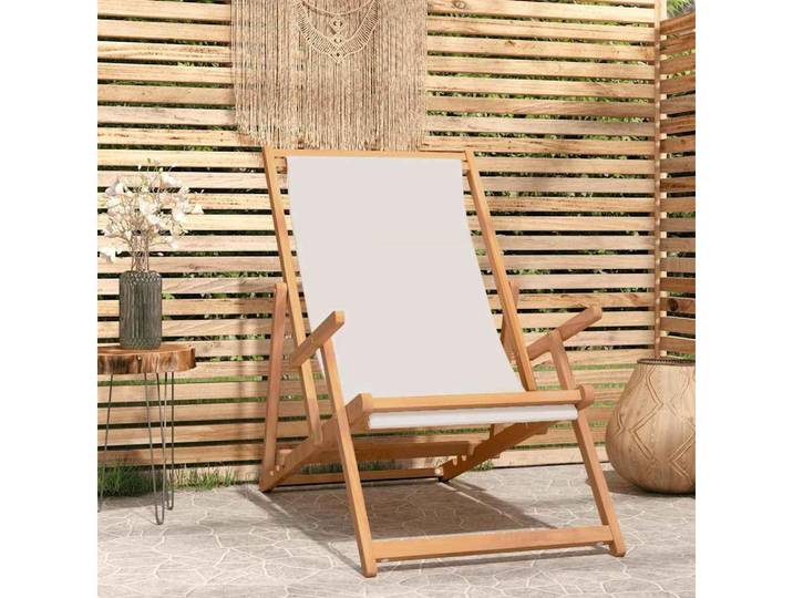 vidaXL Sitzgruppe vidaXL Klappstuhl aus Massivholz Teak, cremefarben