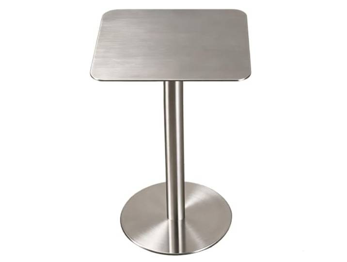 QuadratischerEsstisch Bartisch kleine Beistelltische Edelstahl silberfarben Bistro-Cocktailtisch mit stabiler Basis, Getränke-Couchtisch für gewerbliche Bistro-Café-Terrassen(Square,60x60x95cm)