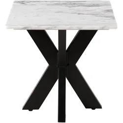 Couchtisch quadratisch 55x55x55 Marmor weiß / Kreuzgestell Eisen schwarz BARCELONA #315
