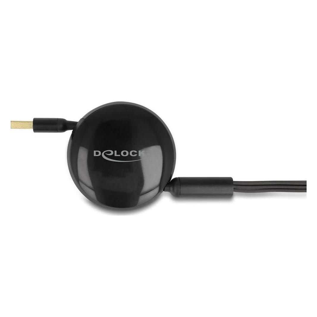 Delock USB Aufrollladekabel 7,60cm (3"") 1 Typ-A zu Micro USB / 2 x USB Type-C mit Schnellladefunktion sch (1.13 m, USB 2.0, 10 W) (85359)