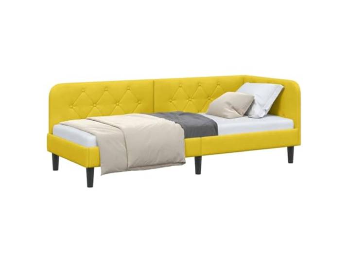 KTHLBRH Eckbett gelb 80 x 200 cm Samt Armlehne wendbar, platzsparendes Design, umwandelbar in ein Sofa, Holzrahmen