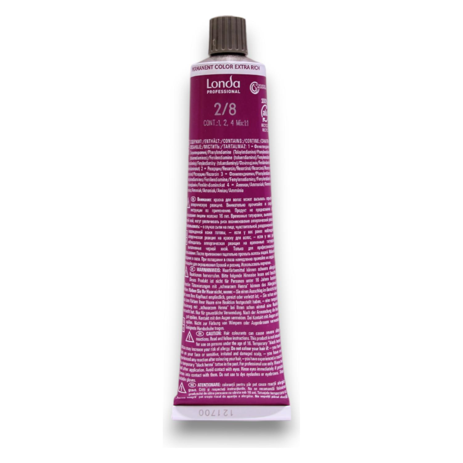 Londa Vopsea permanenta 2/8, Negru Albastrui, 60ml (2/8 Negru Albastrui) (4064666216515)