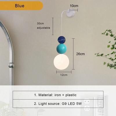 Uplift Picks Nordic Cream Style Wall Lamp Modern LED Bedside Light blue warm White (2700 3500k)