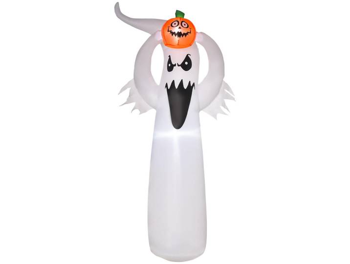 Homcom Halloween Aufblasbarer Geist, Weiß + Orange, Polyester, Kunststoff, 40x180x80 cm, Dekoration