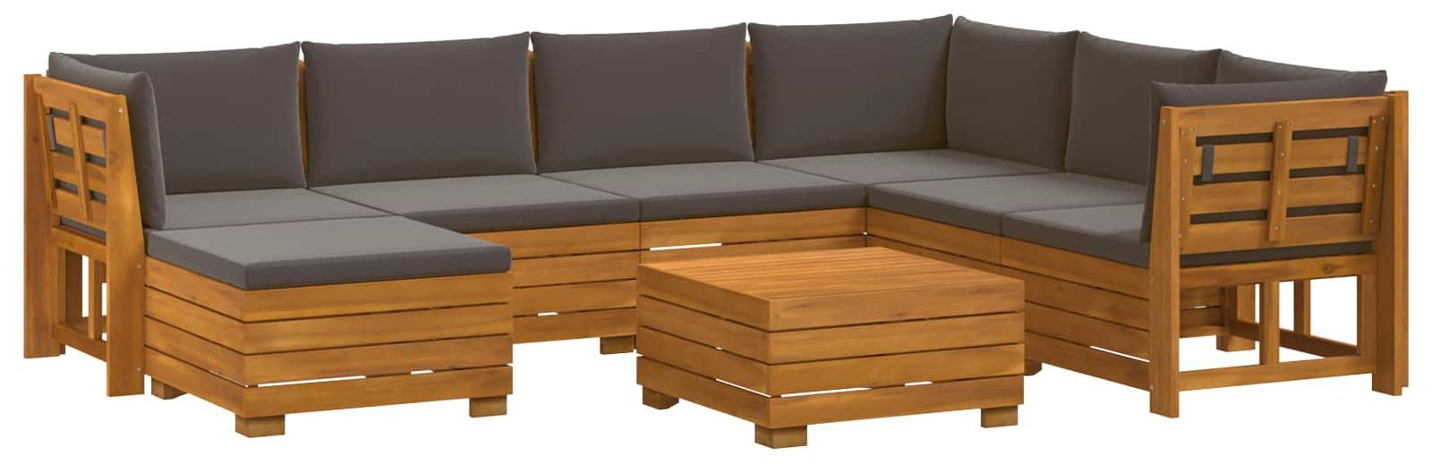 vidaXL 8 stk. Outdoor-Sofagarnitur Massivholz Akazie Braun