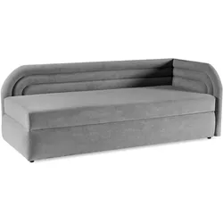 POLSTERBETT Cobi, Eckbett 80x200 cm mit Bettkasten, Hellgrau, Rechts