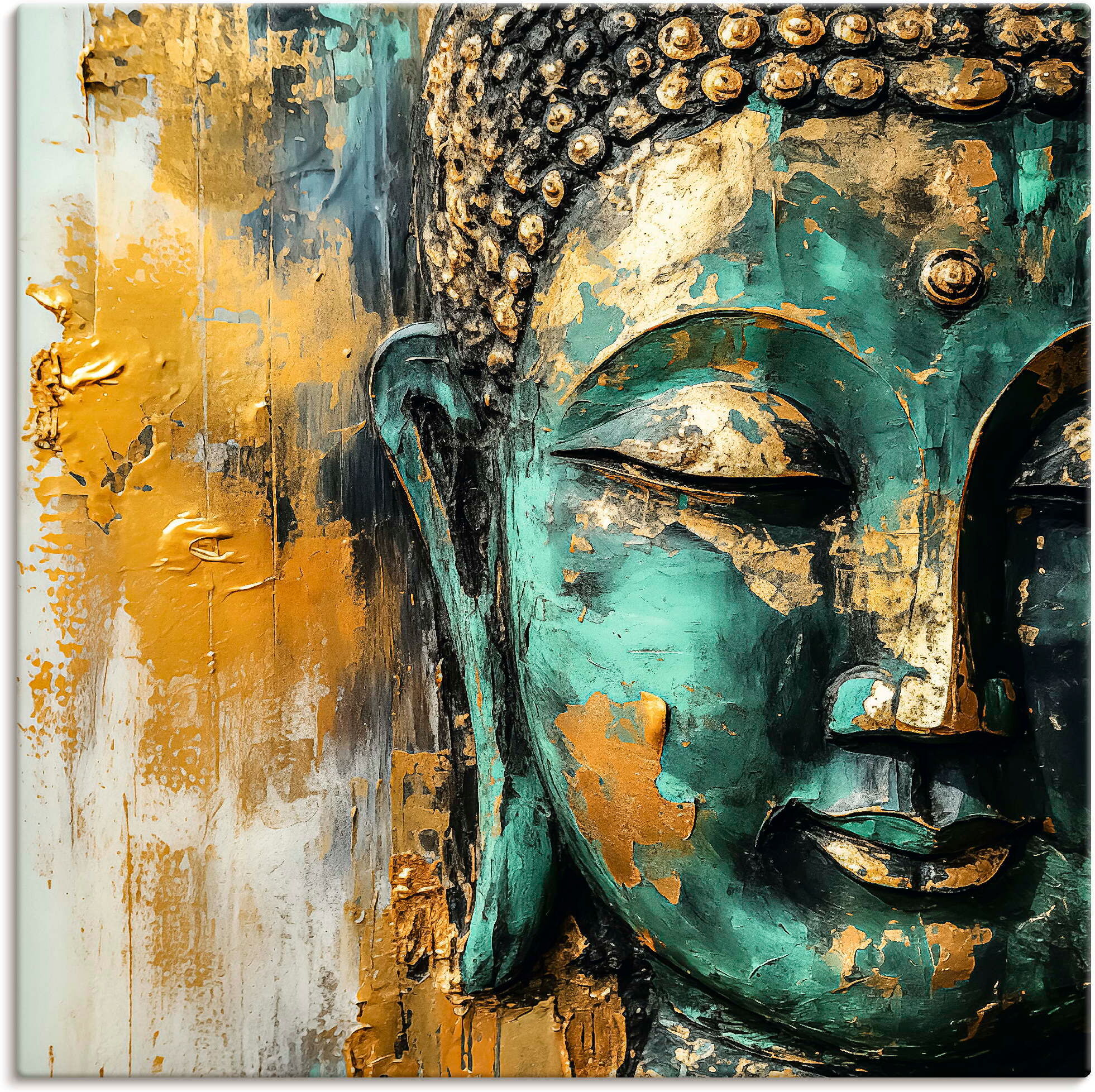 Wandbild ARTLAND "Budda", farbe bild(er): gold, B:30cm H:30cm, Bilder, Wandbild, als Alubild, Leinwandbild, Poster, Wandaufkleber in verschied. Grössen farbe bild(er): gold B/H/T: 30cm x 30cm, Leinwandbild Buddhismus quadratisch, 1 Stk.