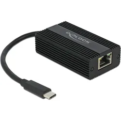 Delock Netzwerk Adapter (USB 3.1, USB-C, RJ45 2.5 Gigabit Ethernet (1x)), Netzwerk Adapter, Schwarz