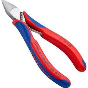 Knipex Seitenschneider 77 42 130, Elektronik, 130 mm, spiegelpoliert, Mehrkomponentengriffe, Öffnungsfeder