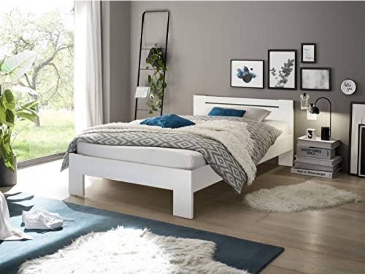 möbelando Bett >Cannes< in Weiß - 125x71x204cm (BxHxT)
