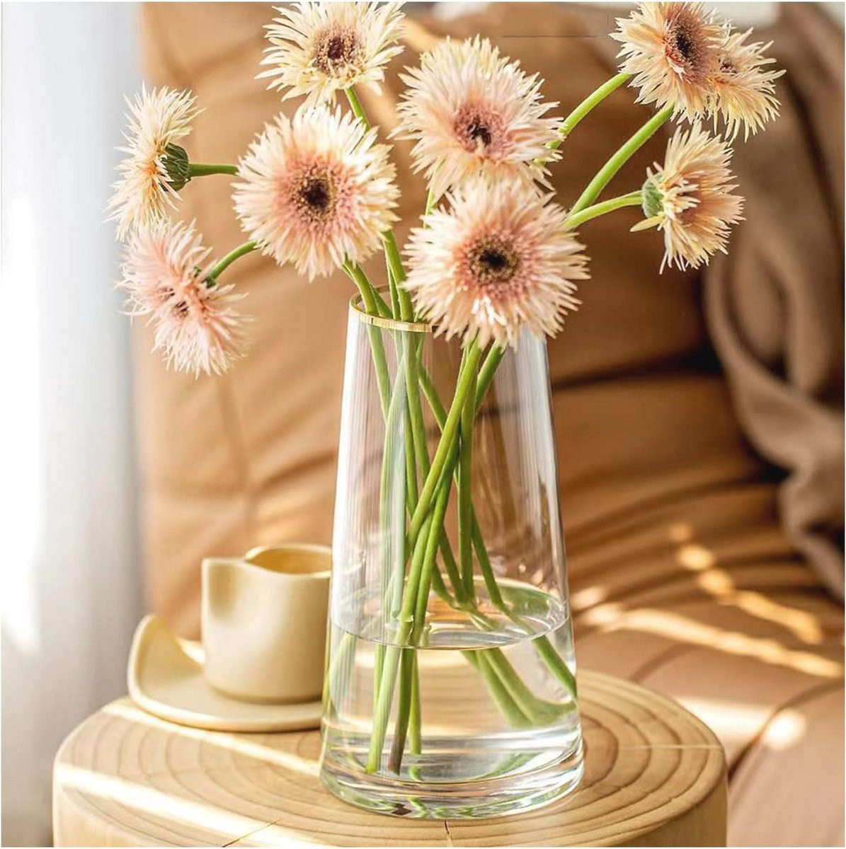 Trapezium Glazen Vaas met Gouden Mond voor Centerpieces en Decoratie