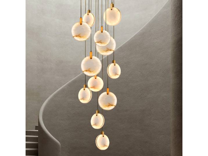 Nordique LED marbre lustre grenier hall éclairage luxe salon escalier marbre suspension lampe décor à la maison plafond lustre