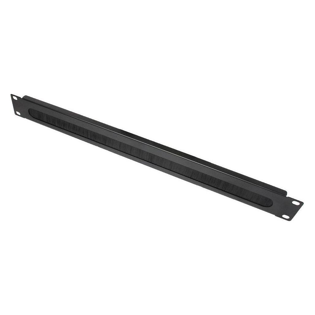 Varia 19" Kabeldurchführung mit Bürsteneinsatz 1HE tiefschwarz RAL9005 (407014)