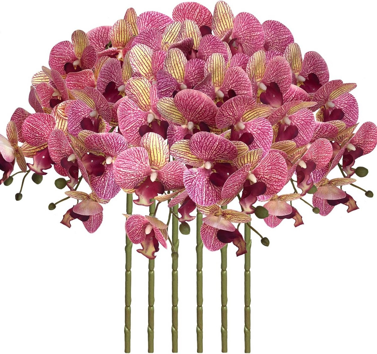 Set van 6 realistische kunstorchideeën met lange stelen - Phalaenopsis decoratiebloemen