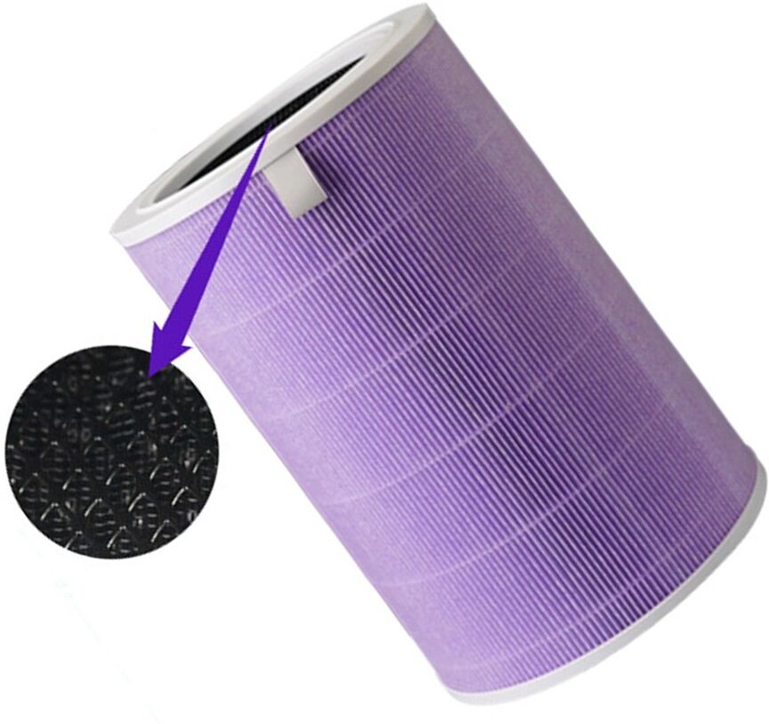 INF Filtre de remplacement antibactérien à charbon actif compatible avec Xiaomi Mi Air Purifier 1/2 - Violet ABS+fibre avec