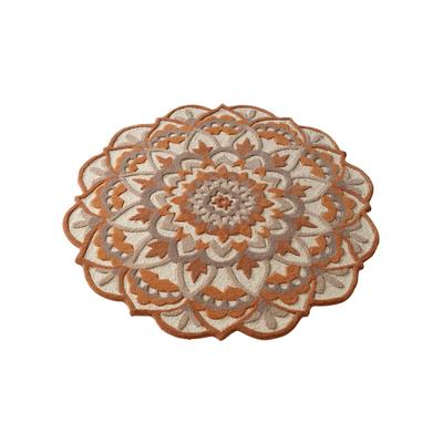 Teppich HEINE HOME Gr. 1, braun (terra, ecru), H:12mm Ø:100cm, Schurwolle, Wolle, Teppiche, Teppich
