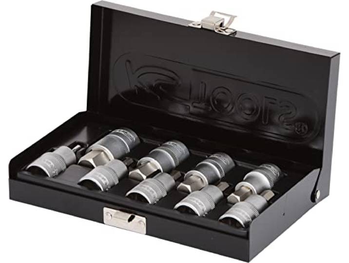 KS Tools 911.1321 Jeu de douilles tournevis 1/2\ 6 pans males 9 pièces Jeu de douilles tournevis 1/2'' 6 pans\, courtes\, 9 pcs.\, chrome vanadium\, vissage précis