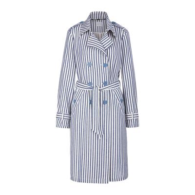 Langmantel MADELEINE "Trenchcoat Trenchcoat mit Streifen", Damen, Gr. 34, weiß (wollweiß, rauchblau), Obermaterial: 100% Baumwolle CO., Modern, Mäntel