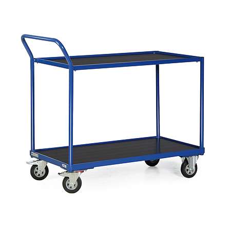 Bako Logistiksysteme Tischwagen F300 mit Bordkante 2 Ladeflächen und schräg abgewinkeltem Schiebegriff 850x500mm