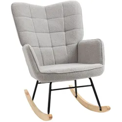 HOMCOM Schaukelstuhl Schwingsessel Akzentstuhl bis 120 kg, Polyester, Hellgrau
